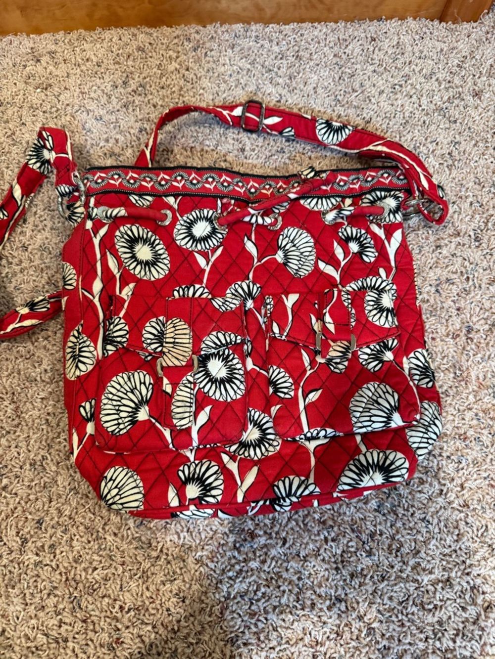 Vera Bradley Red Quilted Floral Crossbody
